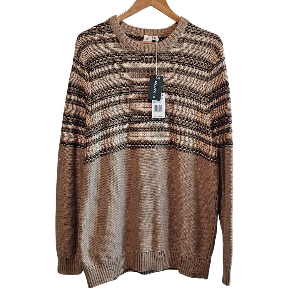 Tentree Kepler Knit Sweater Men XL Tan Organic Preppy Grandpa Thick Warm NWT